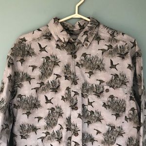 WOOLRICH KHAKI MLLARD DUCK HUNTING BUTTON DOWN SHIRT